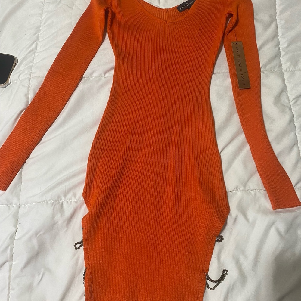 Orange Long Sleeve Dress
